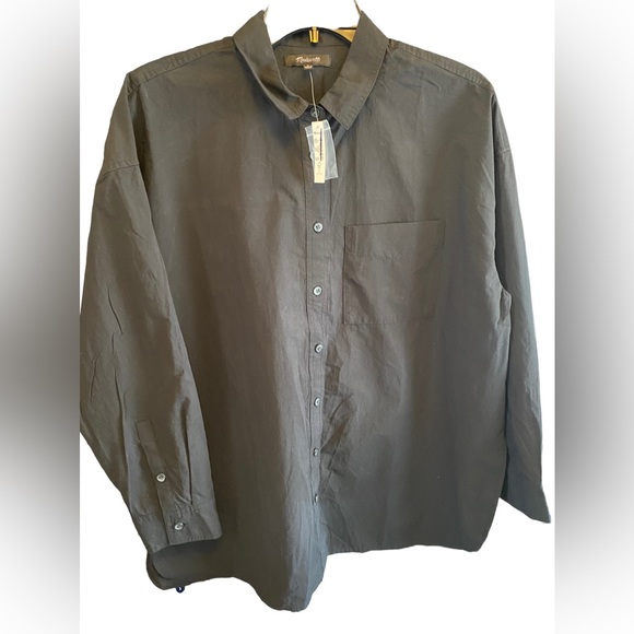Madewell oversize size medium black blouse button up nwts - Picture 5 of 9
